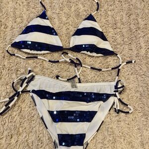 Striped Sequin Bikini Set